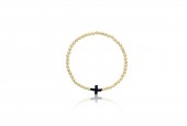 4MM GOLD FILLED BREADED BRACELET WITH BLACK ONYX CROSS
