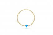 4MM GOLD FILLED BEADED BRACELET WITH A TURQUOISE CROSS