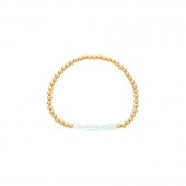 4MM GOLD FILLED BEADED BRACELET WITH 4MM BLUE TOPAZ BAR