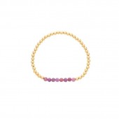 6MM GOLD FILLED BEADED BRACELET WITH A 6MM RUBY BEADED BAR