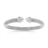 STERLING SILVER & RHODIUM CUBIC ZIRCONIA POPCORN BANGLE