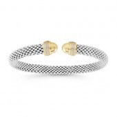 STERLING SILVER AND GOLD VERMEIL CUBIC ZIRCONIA POPCORN BANGLE