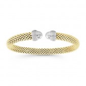 STERLING SILVER AND GOLD VERMEIL CUBIC ZIRCONIA POPCORN BANGLE