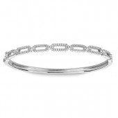 STERLING SILVER & RHODIUM TWIST CUBIC ZIRCONIA LINK BANGLE
