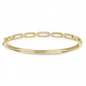 GOLD VERMEIL TWIST CUBIC ZIRCONIA LINK BANGLE