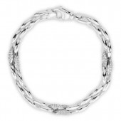 STERLING SILVER & RHODIUM FANCY OVAL LINK CUBIC ZIRCONIA BRACELET