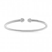 STERLING SILVER & RHODIUM MINI TWIST FANCY CUBIC ZIRCONIA CUFF BRACELET