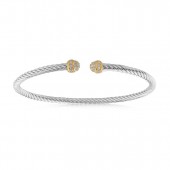 STERLING SILVER AND GOLD VERMEIL MINI TWIST CUBIC ZIRCONIA CUFF BRACELET