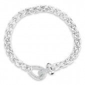 STERLING SILVER & RHODIUM EQUESTRIAN CUBIC ZIRCONIA SQUARE LINK BRACELET