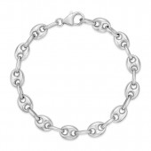 STERLING SILVER & RHODIUM FLAT COFFEE BEAN BRACELET
