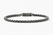JOHN HARDY STERLING SILVER MENS BOX CHAIN BRACELET IN MATTE BLACK