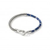 JOHN HARDY MENS STERLING SILVER HEISHI LAPIS BEAD BRACELET