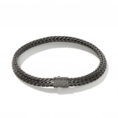 JOHN HARDY MENS STERLING SILVER SMALL MATTE BLACK BRACELET
