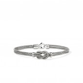 JOHN HARDY STERLING SILVER .30CTW DIAMOND LOVE KNOT BRACELET