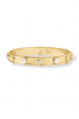JULIE VOS TRIBECA PEARL GOLD PLATE BANGLE BRACELET