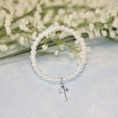 BABY STERLING SILVER STRETCH CROSS BRACELET