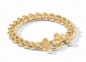 JULE VOS GOLD PLATE DOLCE DEMI LINK BRACELET WITH PEARL
