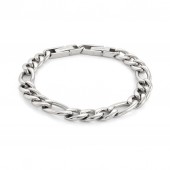 STAINLESS STEEL FIGARO LINK  BRACELET 9INCH