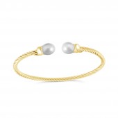 GOLD PLATED TWIST PEARL CUFF BRACELET