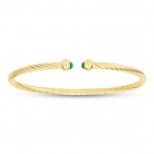 GOLD PLATED MINI TWIST SMALL BRACELET WITH GREEN END PIECES