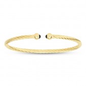 GOLD PLATED MINI TWIST MERA BRACELET WITH BLACK ENDPIECES