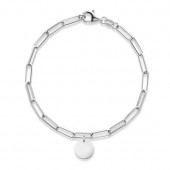 STERLING SILVER PAPER CLIP BRACELET WITH DISC
