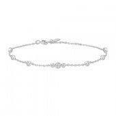 STERLING SILBER SPARKLING BEZEL CUBIC ZIRCONIA STATION BRACELET