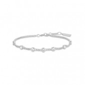 STERLING SILVER MULTI STATION ROUND STONE CHAIN BRACELET
