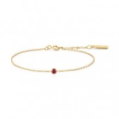 STERLING SILVER GOLD PLATED CRIMSON STONE SOLITAIRE BRACELET