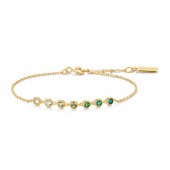 STERLING SILVER GOLD PLATED GREEN STATION BRACELET