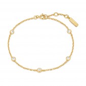 STERLING SILVER GOLD PLATED CLASSIC BEZEL SET STATION BRACELET