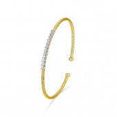 STERLING SILVER GOLD PLATED CUBIC ZIRCONIA CUFF BRACELET