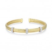 STERLING SILVER GOLD PLATED CUBIC ZIRCONIA CUFF BRACELET