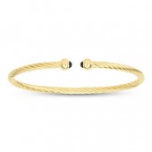STERLING SILVER GOLD PLATED MINI TWIST NIGHT BLUE CUFF BRACELET
