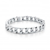 STAINLESS STEEL BRUSHED DIAMOND CUT 9MM FLAT CURB BRACELET