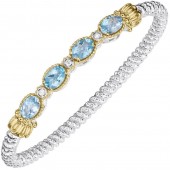 STERLING SILVER & 14K YELLOW GOLD DIAMOND & BLUE TOPAZ BRACELET