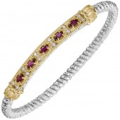 STERLING SILVER & 14K GOLD RUBY MARQUIS CLOSED BRACELET