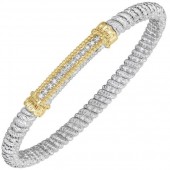 STERLING SILVER & 14K 3MM DIAMOND BRACELET