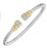 STERLING SILVER & 14K YELLOW GOLD 4MM DIAMOND CUFF BRACELET