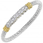 STERLING SILVER & 14K YELLOW GOLD 4MM DIAMOND CLOSED BRACELET