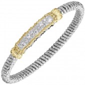STERLING SILVER & 14K YELLOW GOLD 4MM DIAMOND CLOSED BRACELET
