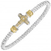 STERLING SILVER & 14K YELLOW GOLD 4MM DIAMOND CLOSED BRACELET