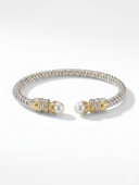 STERLING SILVER & 14K YELLOW GOLD DIAMOND & PEARL OPEN BRACELET