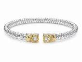 STERLING SILVER & 14K YELLOW GOLD 4MM DIAMOND BEADED BRACELET