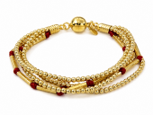 18K GOLD PLATED TAIZ BEADED BRACELET WITH SILK RED STRANDS
