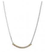 VAHAN STERLING SILVER & 14K DIAMOND CURVED BAR NECKLACE