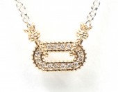Vahan Sterling Silver And 14K Gold .12Ctw Diamond Open Oval Necklace
