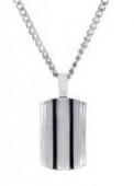 Stainless Steel Black Ion Plated Brushed Verticle Dogtag Necklace