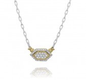 VAHAN STERLING SILVER/14K DIAMOND GEOMETRIC NECKLACE