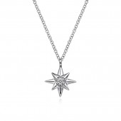 STERLING SILVER .03CT DIAMOND STAR NECKLACE